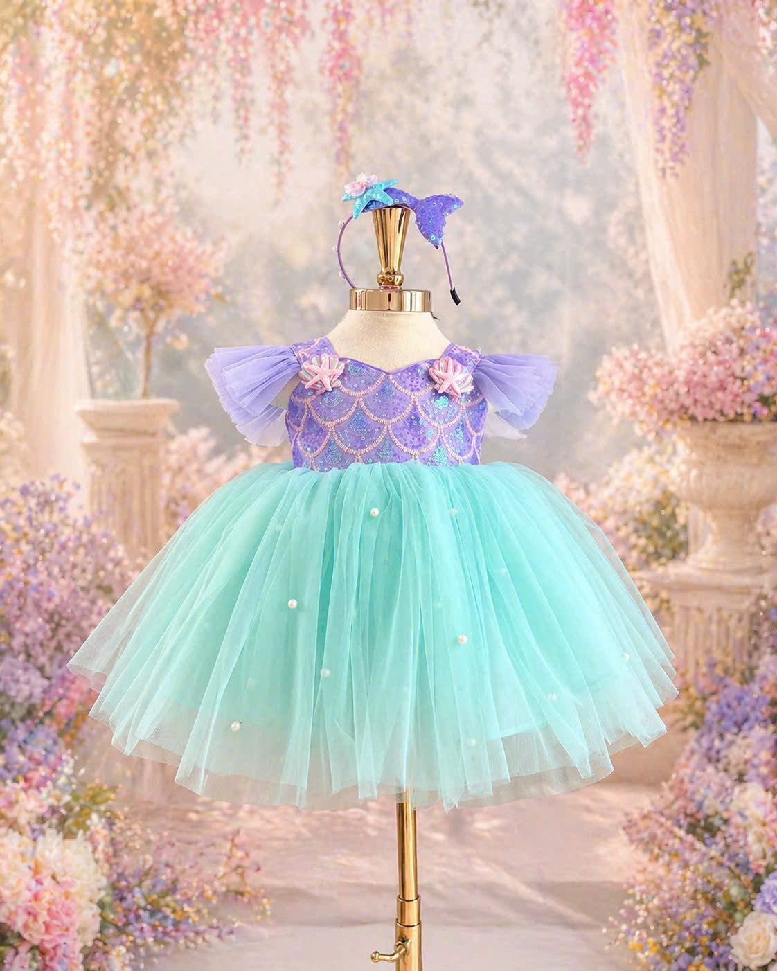 Ariel Inspired Girl Dress (1–6Y )| Mermaid Tulle Princess Dress | Disney Theme Birthday Outfit | Little Princes Inspired Party Dress