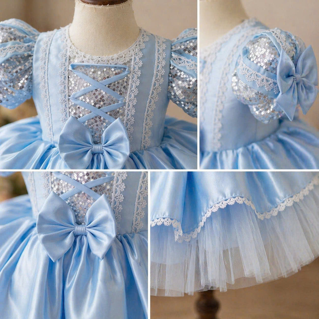 Cinderella Inspired Girl Dress (1–6Y) | Blue Princess Tulle Dress | Fairytale Birthday Party Outfit | Classic Princess Dress for Girls