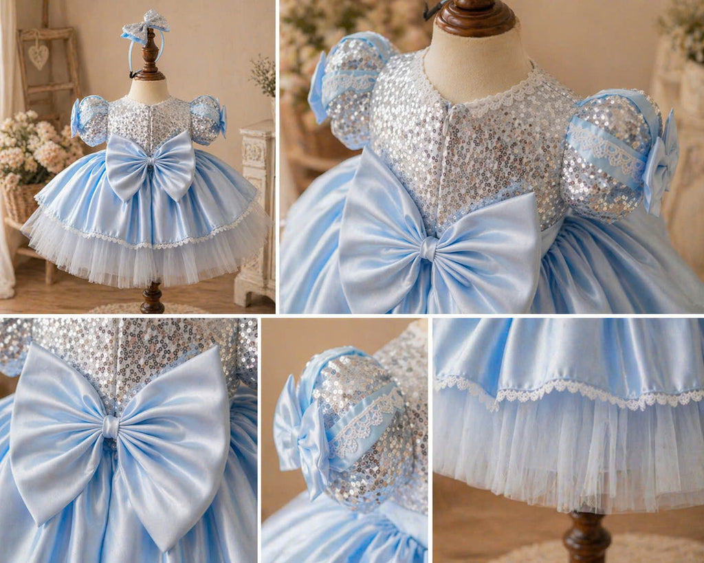 Cinderella Inspired Girl Dress (1–6Y) | Blue Princess Tulle Dress | Fairytale Birthday Party Outfit | Classic Princess Dress for Girls
