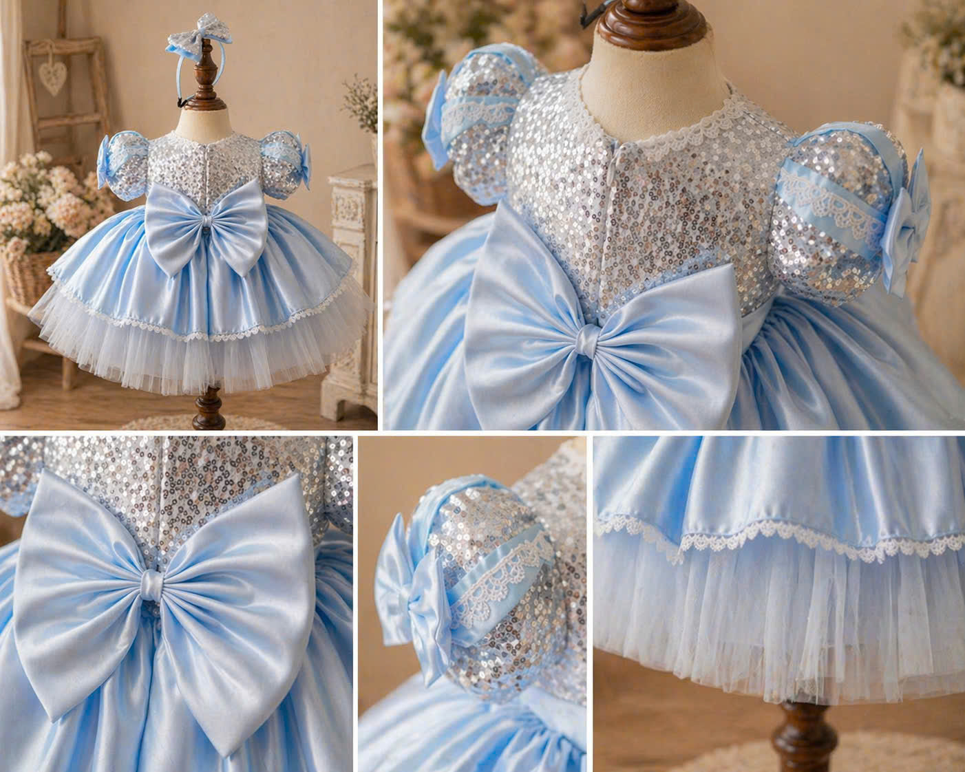 Cinderella Inspired Girl Dress (1–6Y) | Blue Princess Tulle Dress | Fairytale Birthday Party Outfit | Classic Princess Dress for Girls