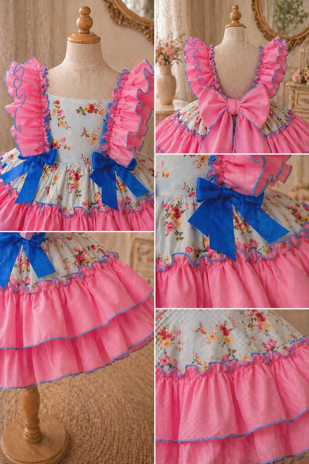 Seraphina Lolita Ruffle Dress Set NB-5Y | Floral Baby Dress with Bloomers & Headband | Photoshoot &amp; Party Outfit