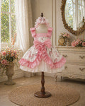 Blossom Pink Roses Baby Dress Set 3M–3Y | Floral Ruffle Dress with Bloomer | Photoshoot & Everyday Outfit