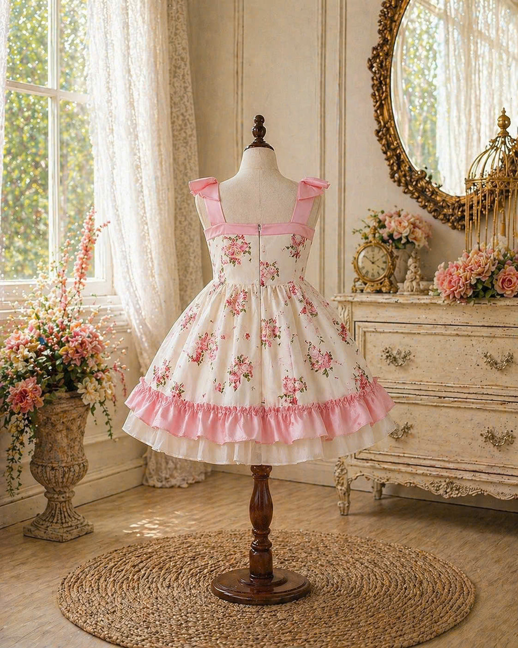 Blossom Pink Roses Baby Dress Set 3M–3Y | Floral Ruffle Dress with Bloomer | Photoshoot & Everyday Outfit