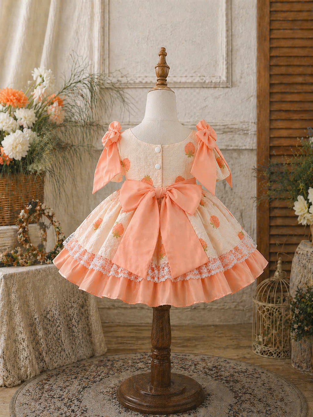 Little Sunshine Lolita Dress 3M–2Y | Orange Baby Dress with Lace | Play & Party