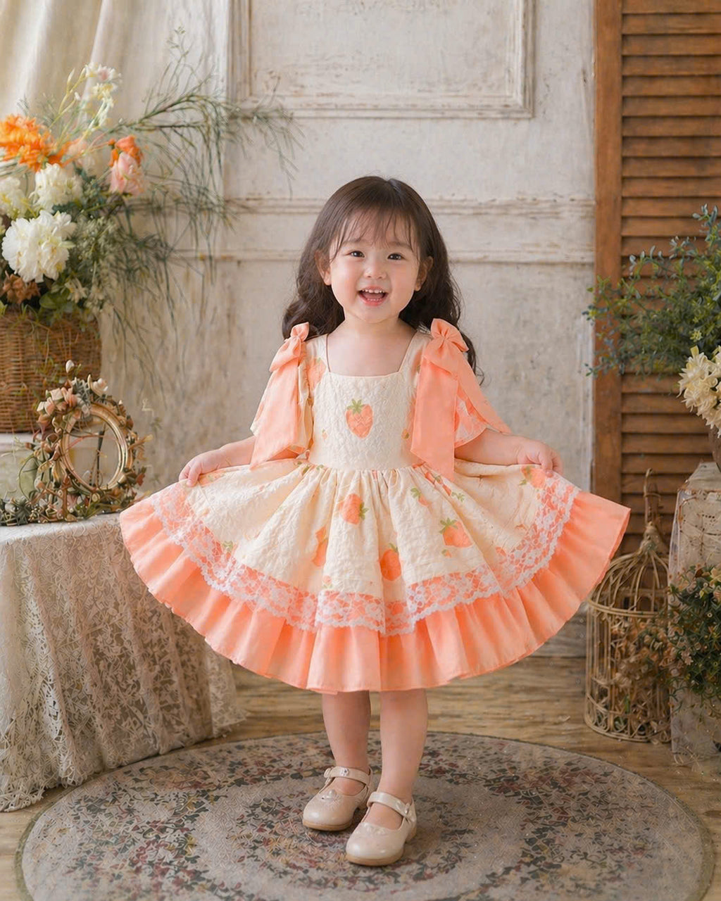 Little Sunshine Lolita Dress 3M–2Y | Orange Baby Dress with Lace | Play & Party