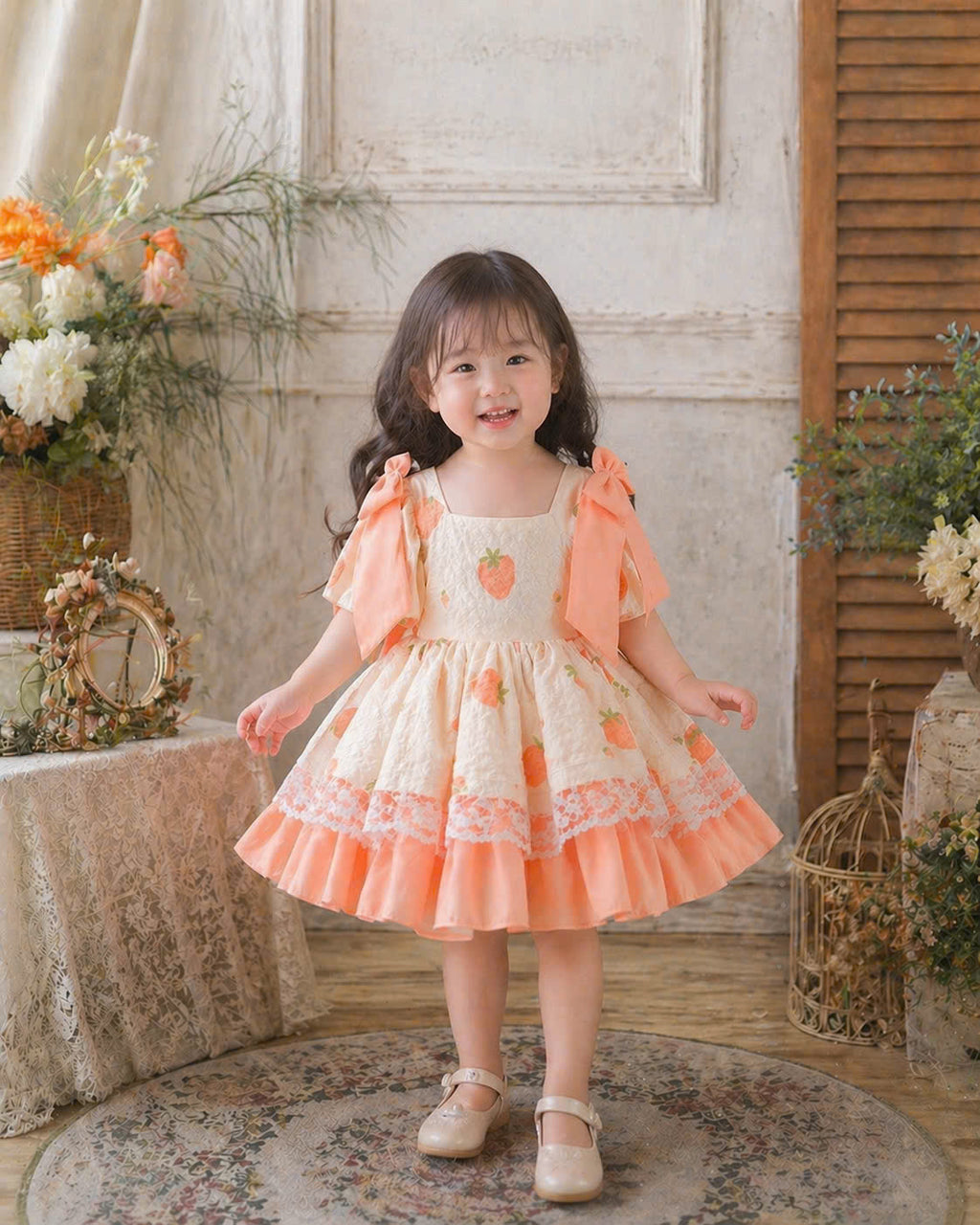 Little Sunshine Lolita Dress 3M–2Y | Orange Baby Dress with Lace | Play & Party