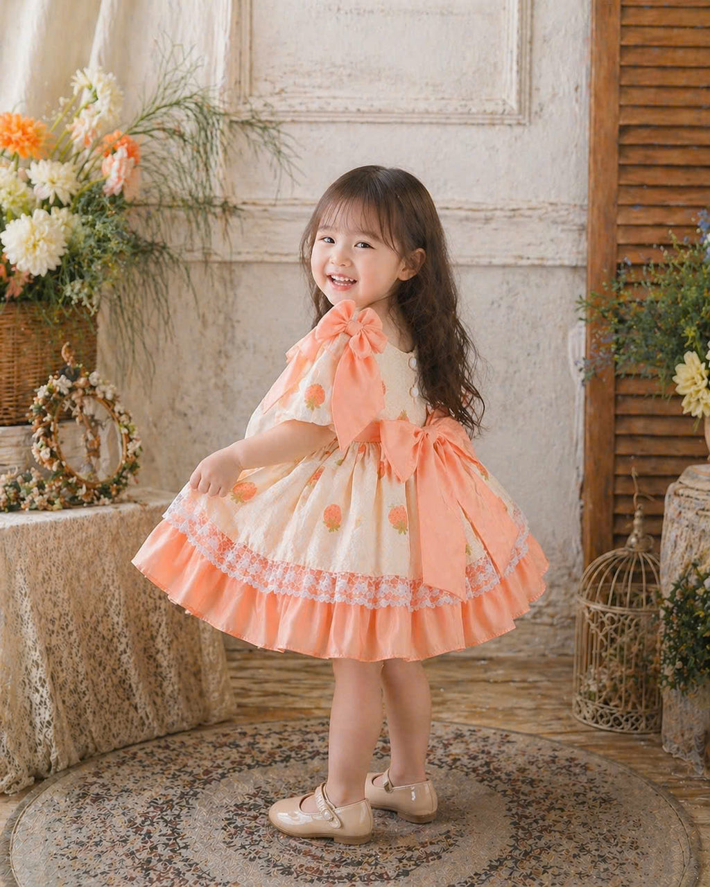 Little Sunshine Lolita Dress 3M–2Y | Orange Baby Dress with Lace | Play & Party