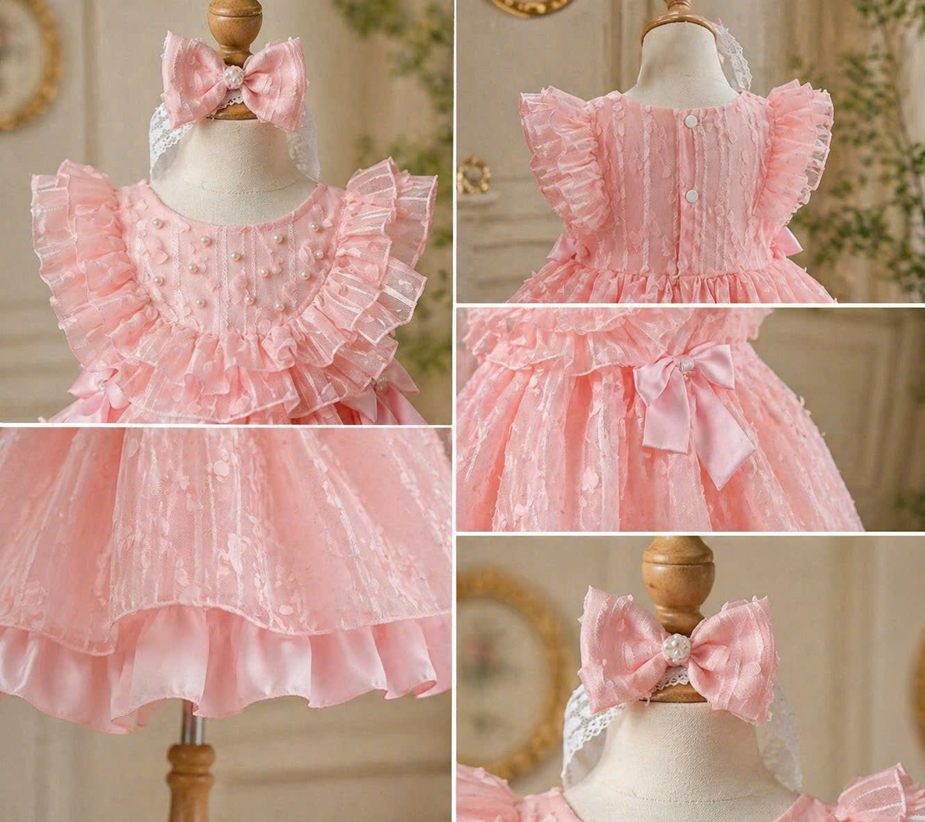 Lolita Princess Puff Dress 0-3Y| Pearl Organza Tulle Baby Dress | Birthday & Flower Girl Outfit