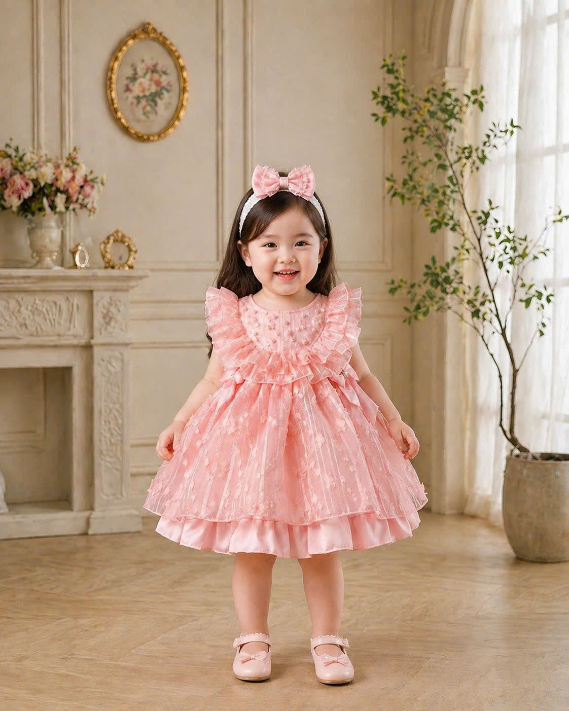 Lolita Princess Puff Dress 0-3Y| Pearl Organza Tulle Baby Dress | Birthday & Flower Girl Outfit