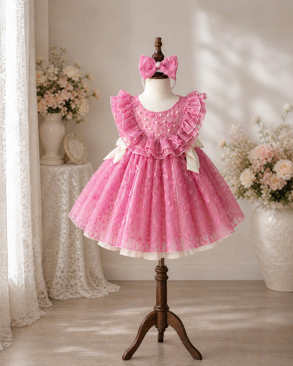 Lolita Princess Puff Dress 0-3Y| Pearl Organza Tulle Baby Dress | Birthday & Flower Girl Outfit