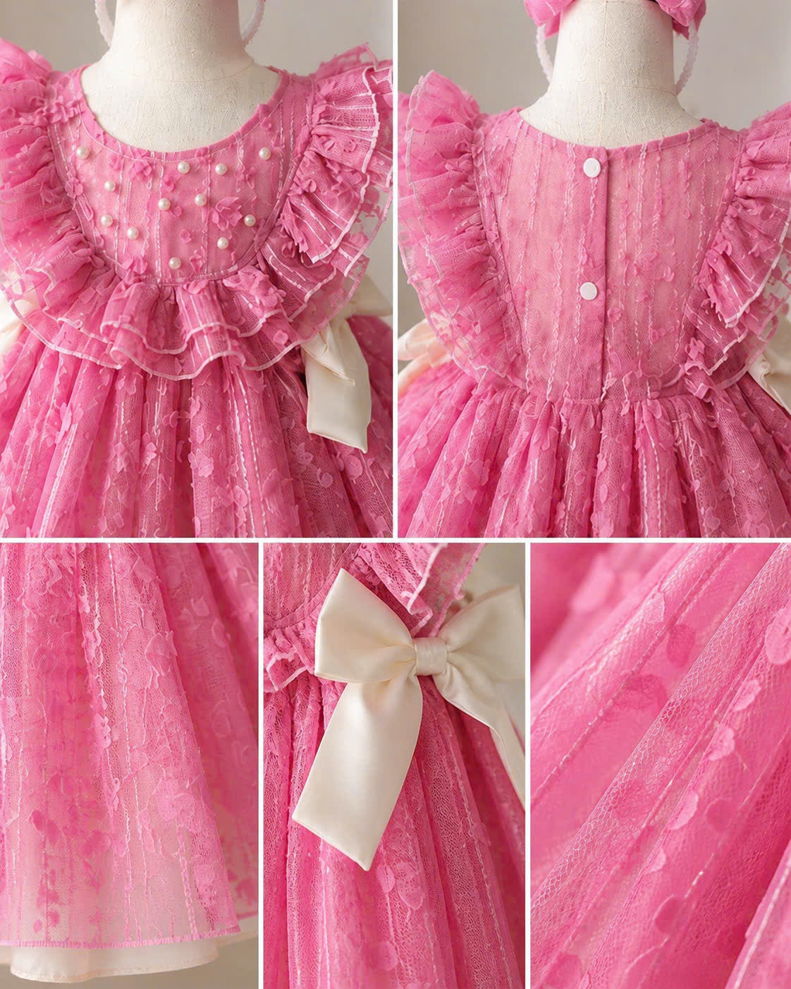Lolita Princess Puff Dress 0-3Y| Pearl Organza Tulle Baby Dress | Birthday & Flower Girl Outfit