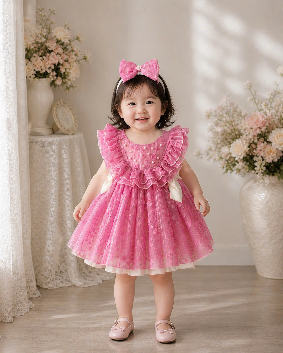 Lolita Princess Puff Dress 0-3Y| Pearl Organza Tulle Baby Dress | Birthday & Flower Girl Outfit