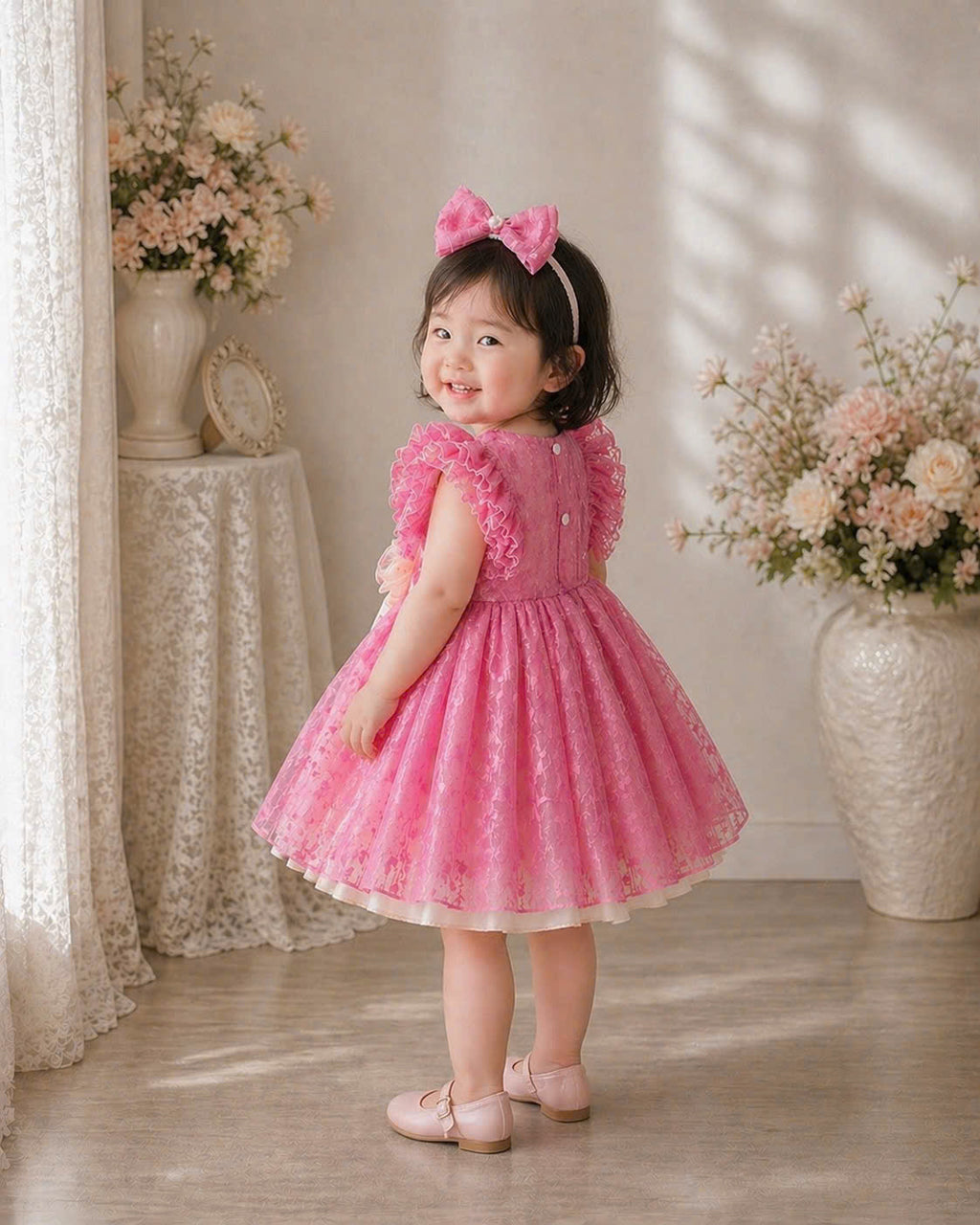 Lolita Princess Puff Dress 0-3Y| Pearl Organza Tulle Baby Dress | Birthday & Flower Girl Outfit
