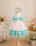 Strawberry Bliss Lolita Dress 0–4Y | Ruffle Baby Dress with Headband | Spring & Photoshoot Outfit