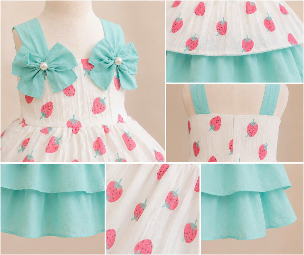 Strawberry Bliss Lolita Dress 0–4Y | Ruffle Baby Dress with Headband | Spring & Photoshoot Outfit