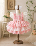 Peach Blossom Baby Dress Set 0-2Y | Floral Summer Dress with Bloomers | Photoshoot & Outing Outfit
