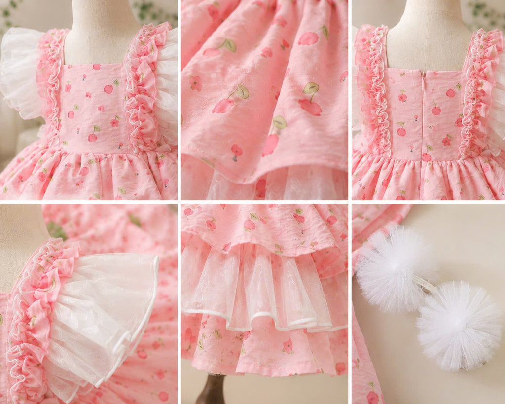 Peach Blossom Baby Dress Set 0-2Y | Floral Summer Dress with Bloomers | Photoshoot & Outing Outfit