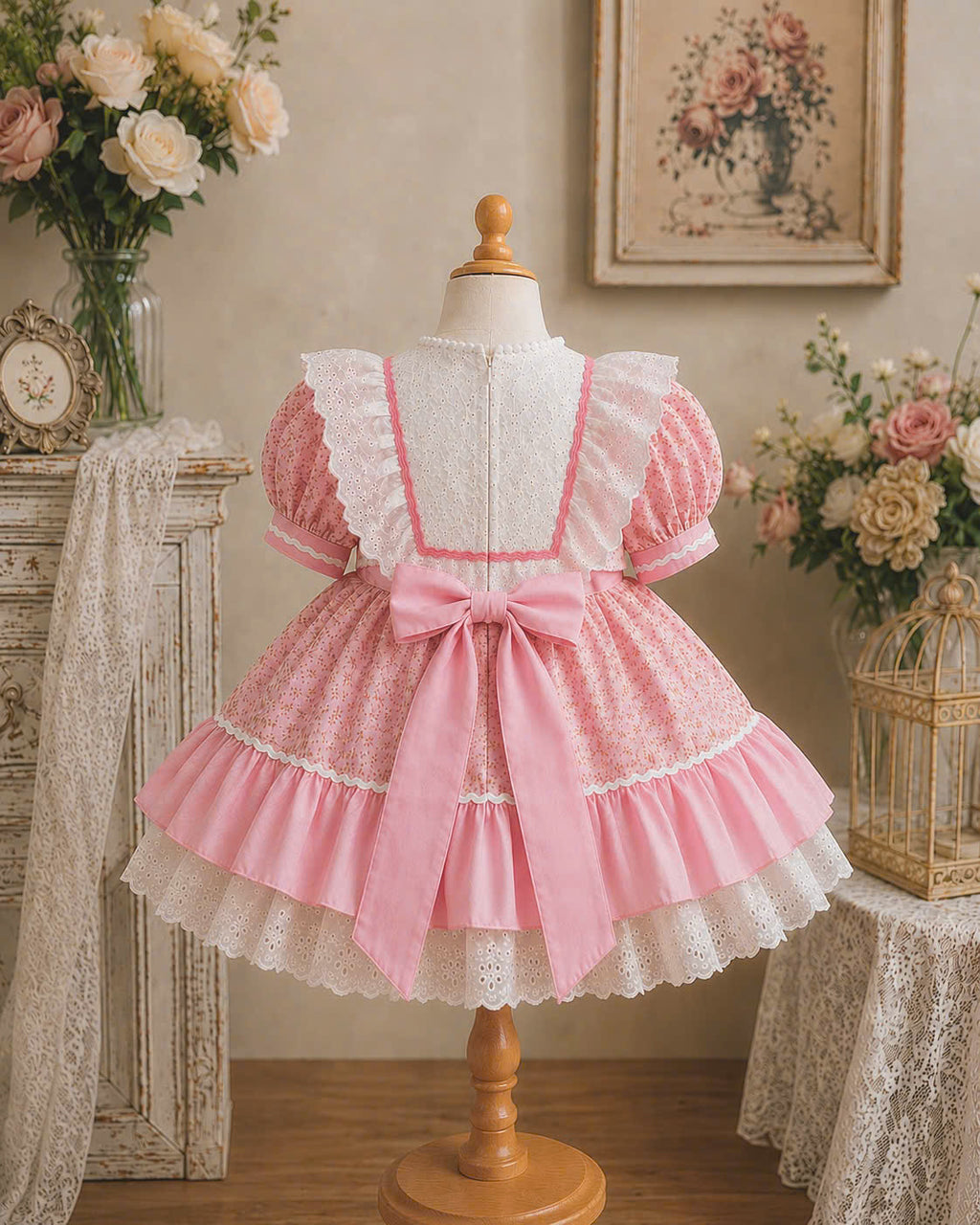 Sweet Pink Lolita Princess Dress 0-3Y | Floral Lace Baby Dress | Birthday & Photoshoot Outfit