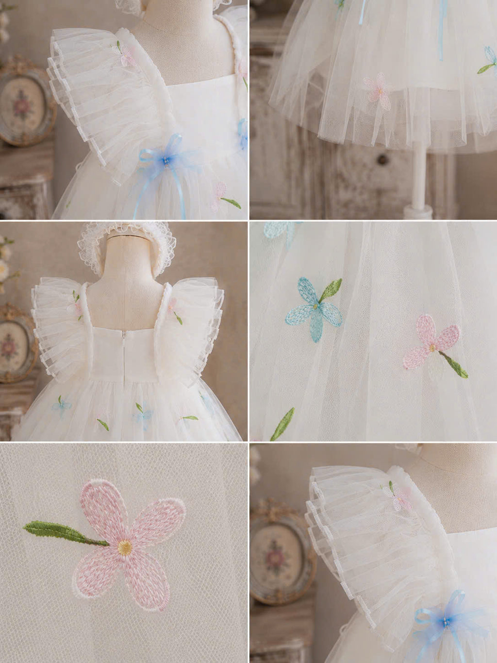 Blue Blossom Fairy Lolita Dress Set 0-2Y | Tulle Baby Dress with Bloomers & Headband | Birthday & Photoshoot Outfit