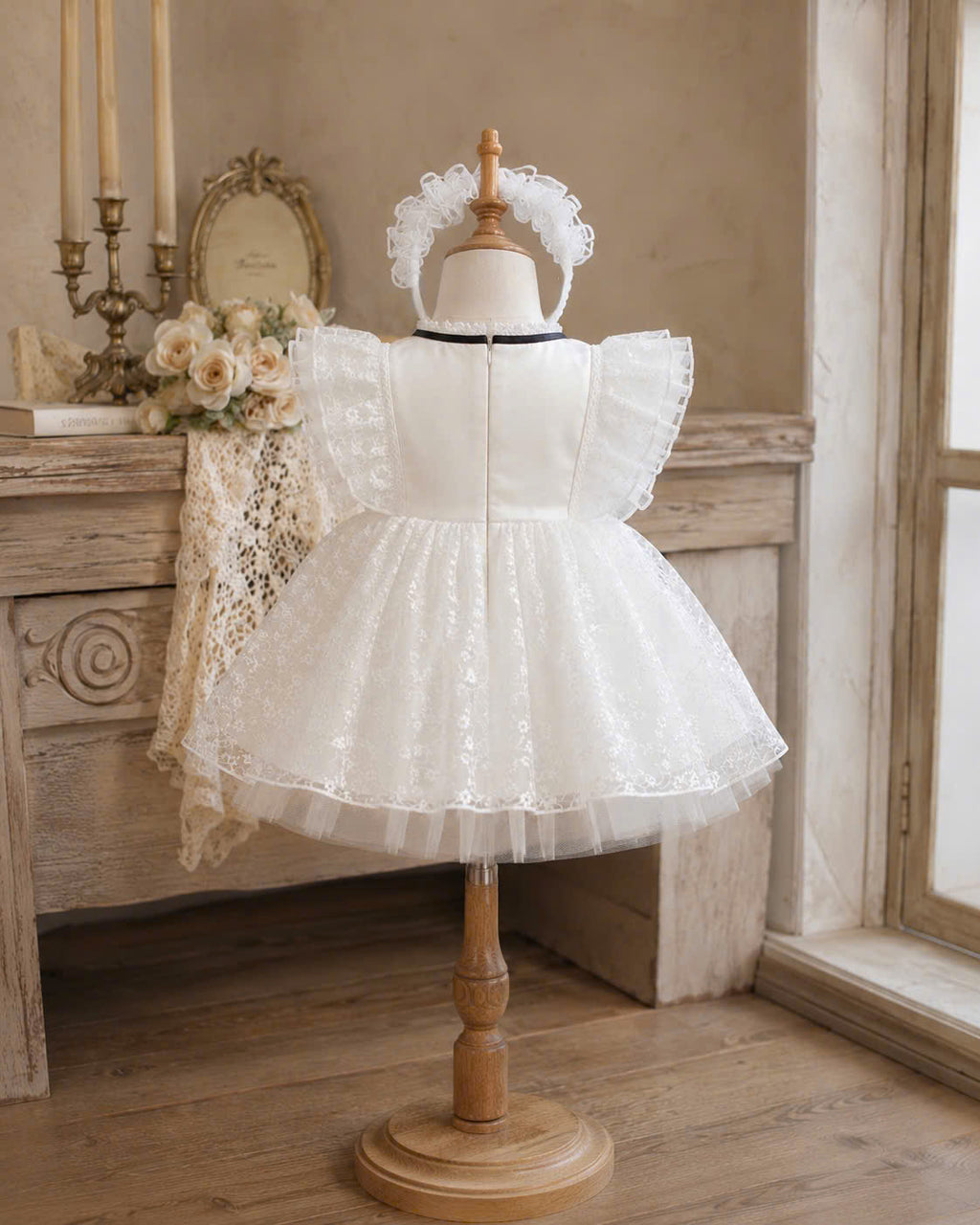 Dreamy White Lace Lolita Set 3M-3Y | Baby Dress with Bloomer & Headband | Birthday & Photoshoot Outfit