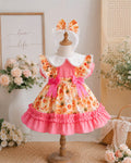 Teddy Bloom Lolita Dress 6M–3Y | Pastel Floral Baby Dress with Headband | Birthday & Photoshoot Outfit