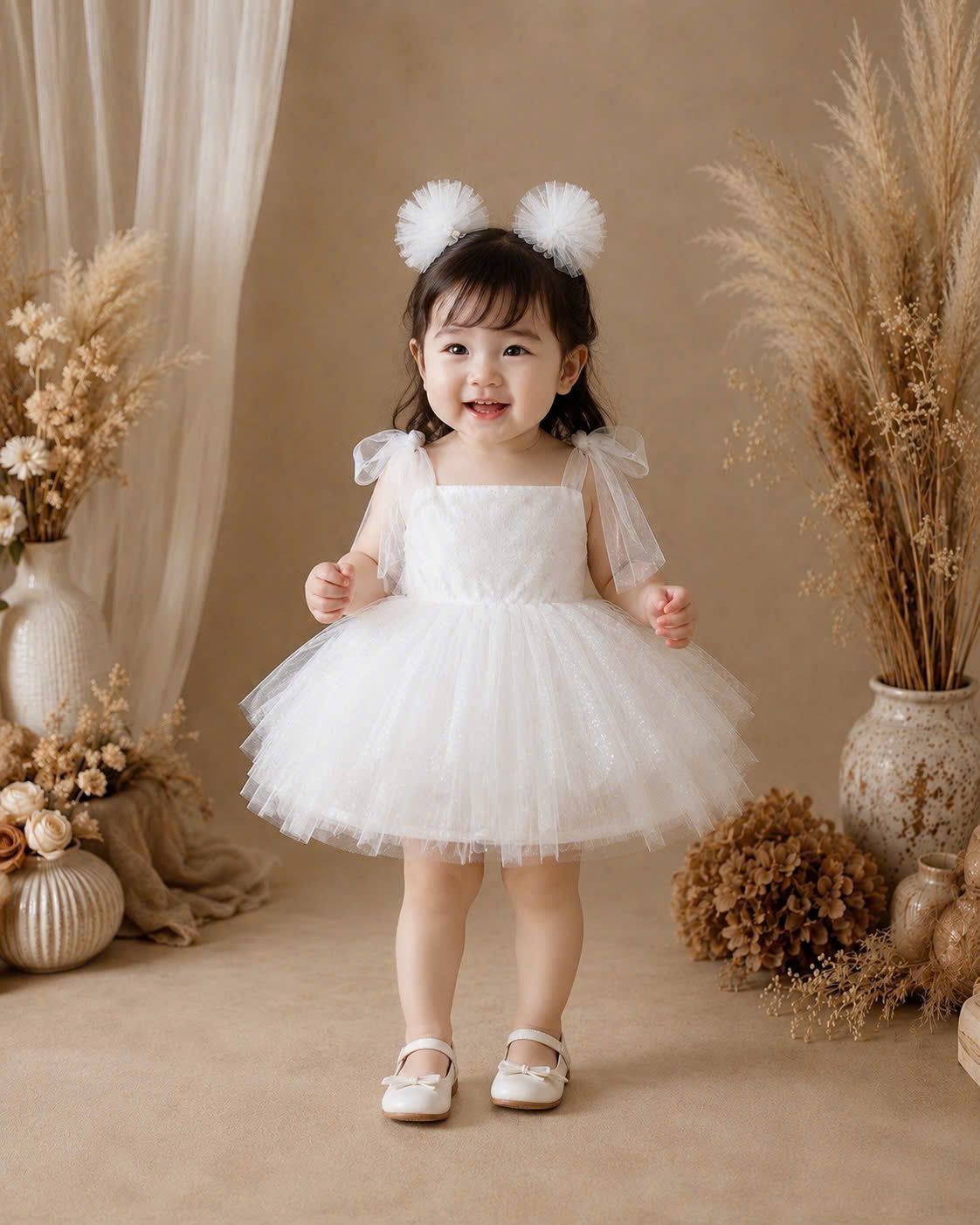 Snow Angel Lolita Dress 0-2Y | White Tulle Baby Dress | Birthday & Photoshoot Outfit