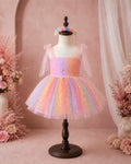 Starlight Rainbow Lolita Dress 0–2Y | Pastel Unicorn Tulle Baby Dress with Hair Clip | Birthday & Photoshoot Outfit