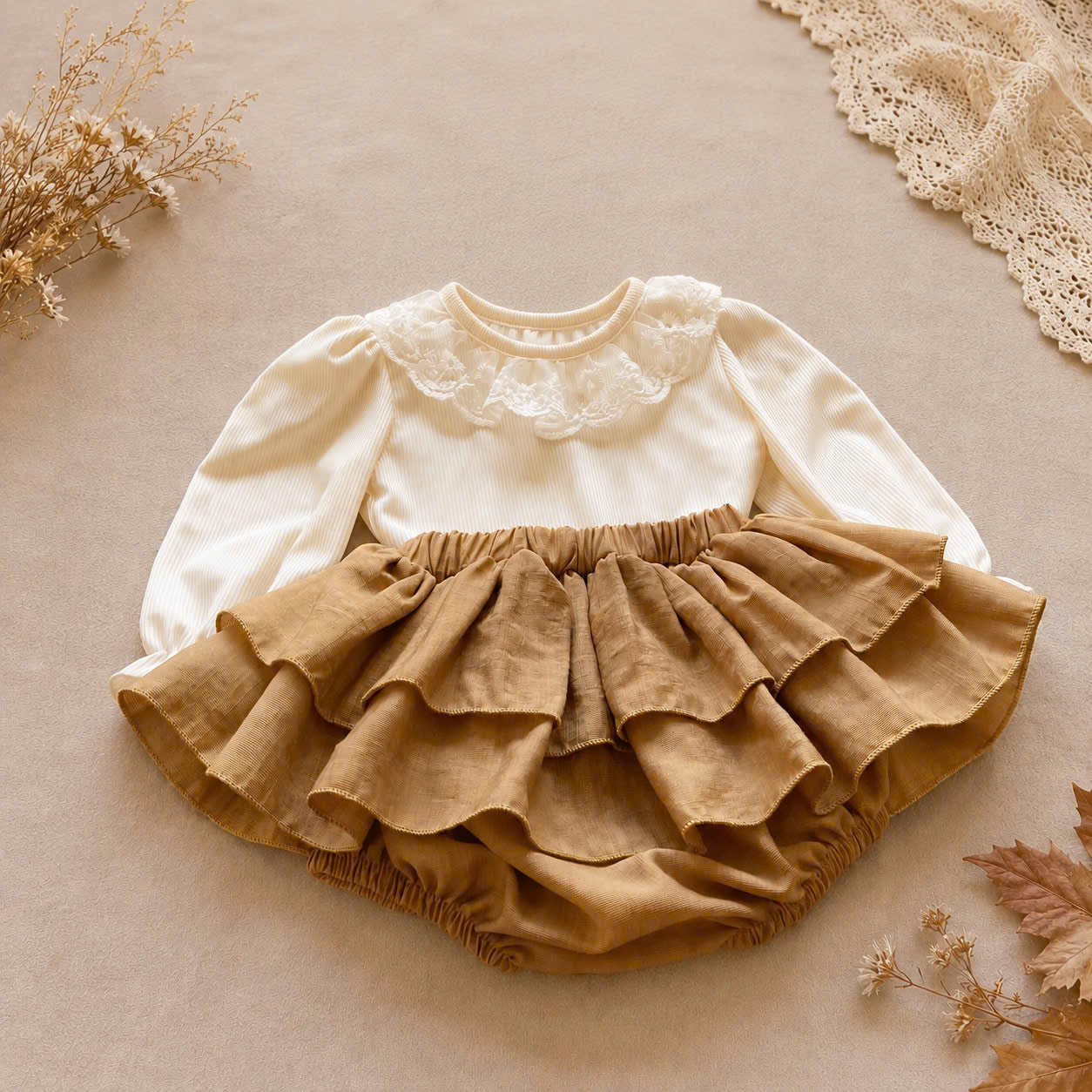 Lace Delight Ensemble NB-2Y | Lace Baby Top & Skirt Outfit | Autumn & Winter Style