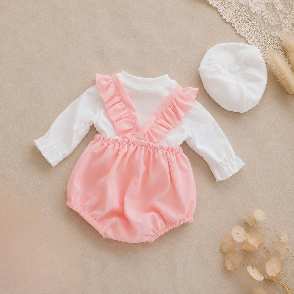 Pink Bow Baby Romper Set NB-12M | Frill Romper with Berek | Everyday & Photoshoot Outfit