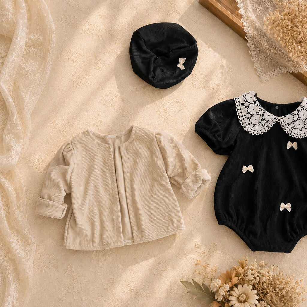 Grammy Love Baby Set NB–12M | Onesie, Cardigan & Hat Outfit | Autumn & Winter Style