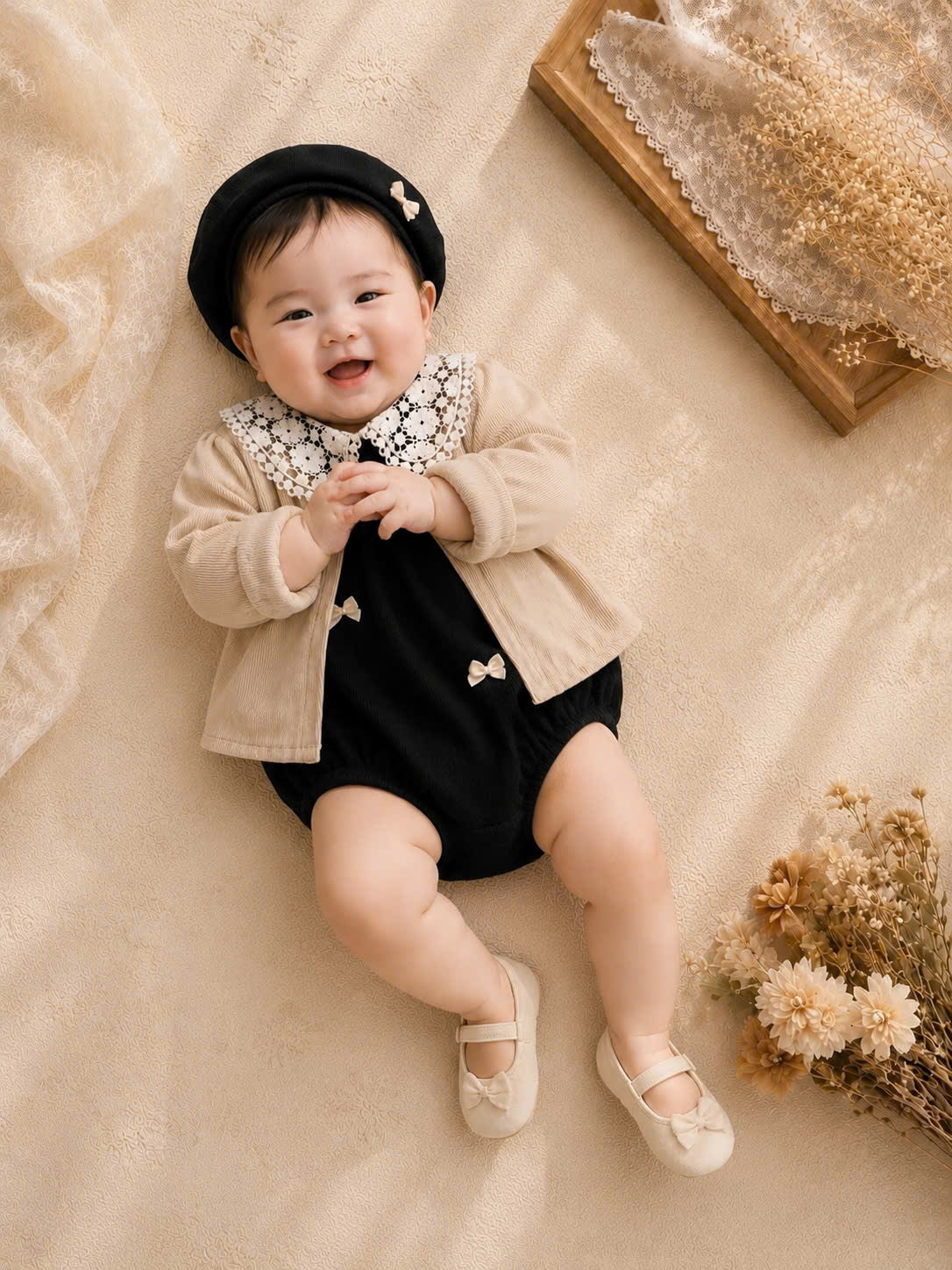 Grammy Love Baby Set NB–12M | Onesie, Cardigan & Hat Outfit | Autumn & Winter Style