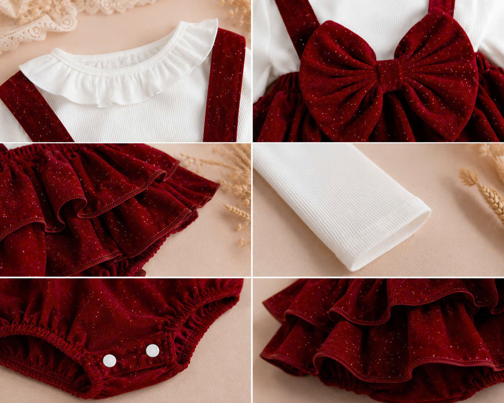 Ruby Belle Velvet Set NB-2Y | Red Velvet Baby Outfit | Party & Photoshoot
