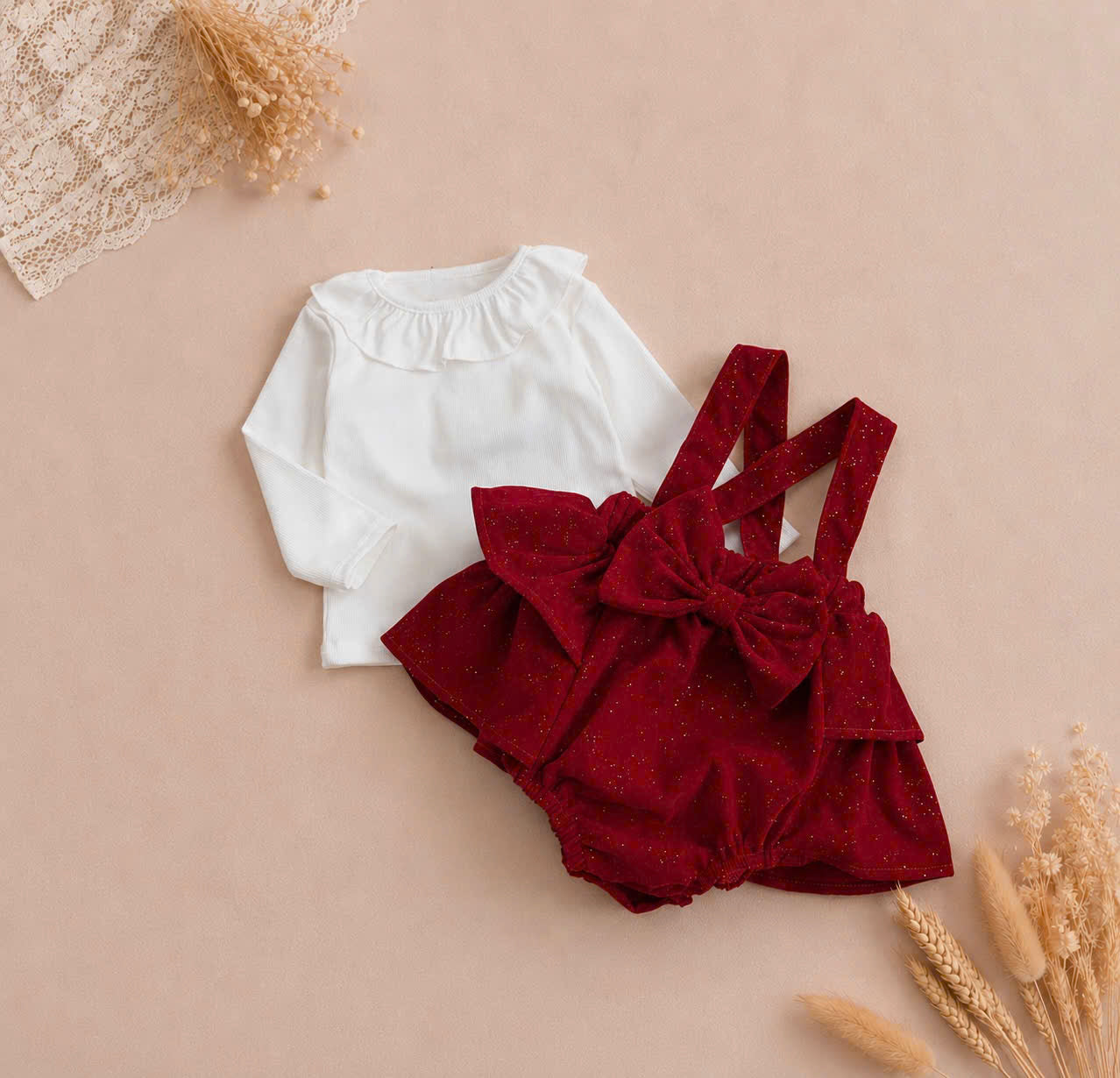 Ruby Belle Velvet Set NB-2Y | Red Velvet Baby Outfit | Party & Photoshoot