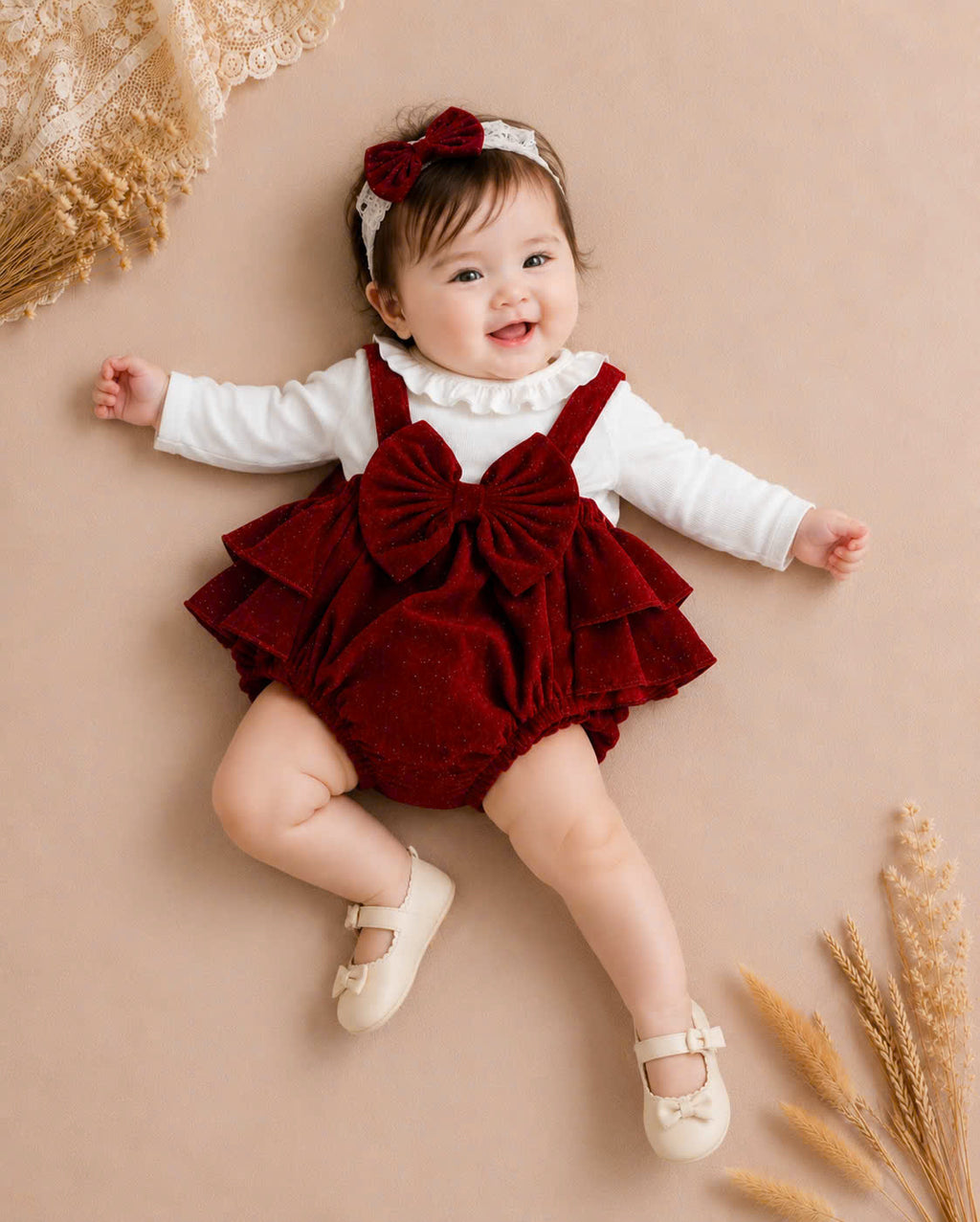 Ruby Belle Velvet Set NB-2Y | Red Velvet Baby Outfit | Party & Photoshoot