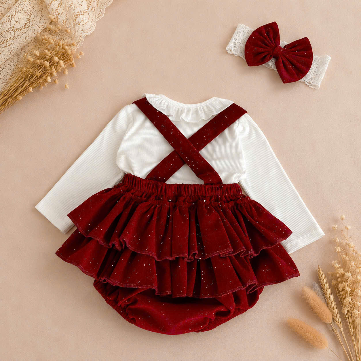 Ruby Belle Velvet Set NB-2Y | Red Velvet Baby Outfit | Party & Photoshoot