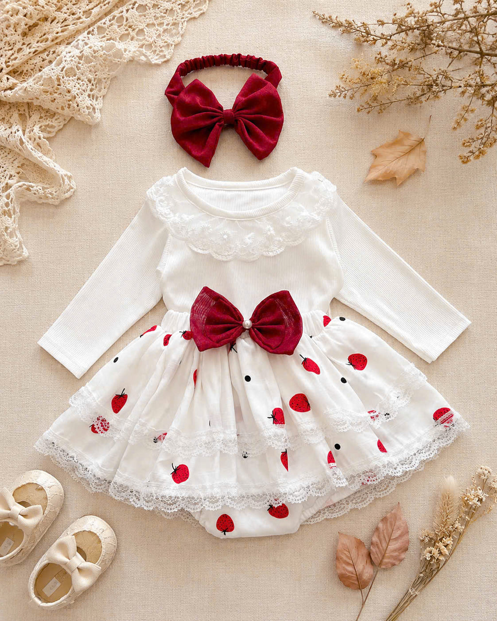 Lace Delight Ensemble NB-2Y | Lace Baby Top & Skirt Outfit | Autumn & Winter Style