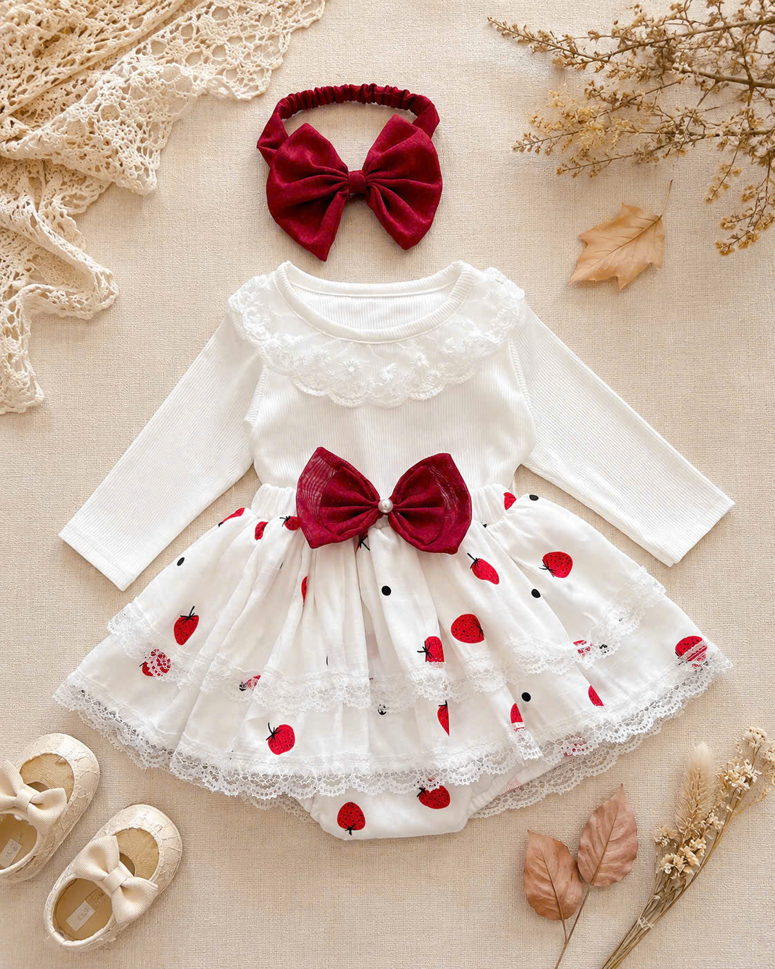 Lace Delight Ensemble NB-2Y | Lace Baby Top & Skirt Outfit | Autumn & Winter Style