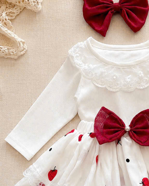 Lace Delight Ensemble NB-2Y | Lace Baby Top & Skirt Outfit | Autumn & Winter Style