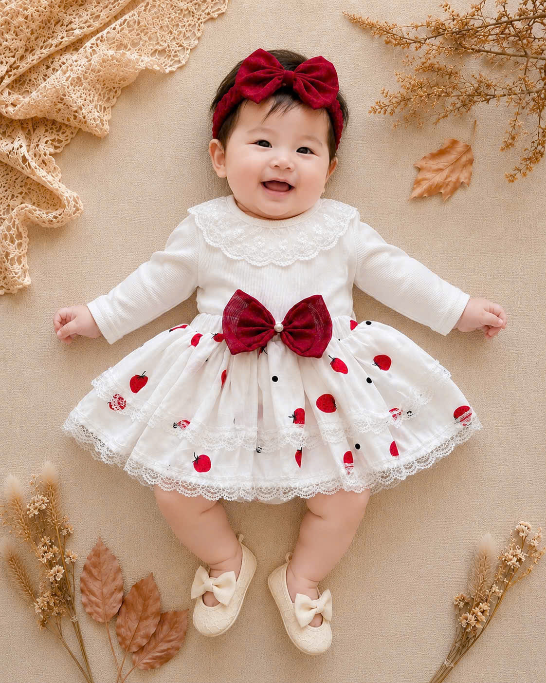 Lace Delight Ensemble NB-2Y | Lace Baby Top & Skirt Outfit | Autumn & Winter Style