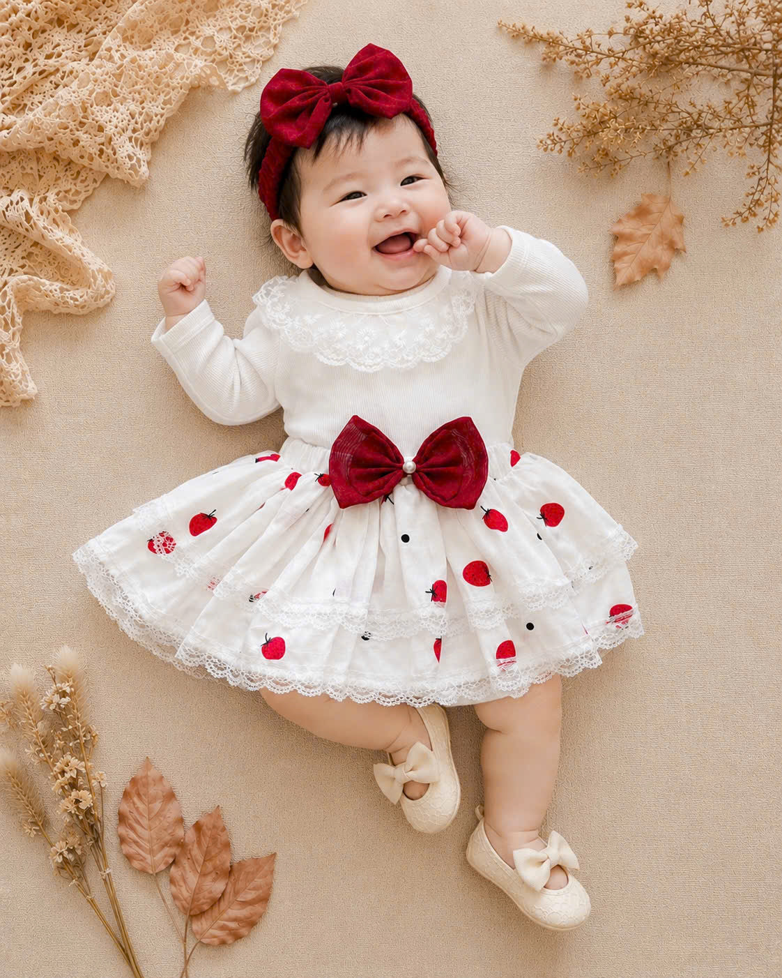 Lace Delight Ensemble NB-2Y | Lace Baby Top & Skirt Outfit | Autumn & Winter Style
