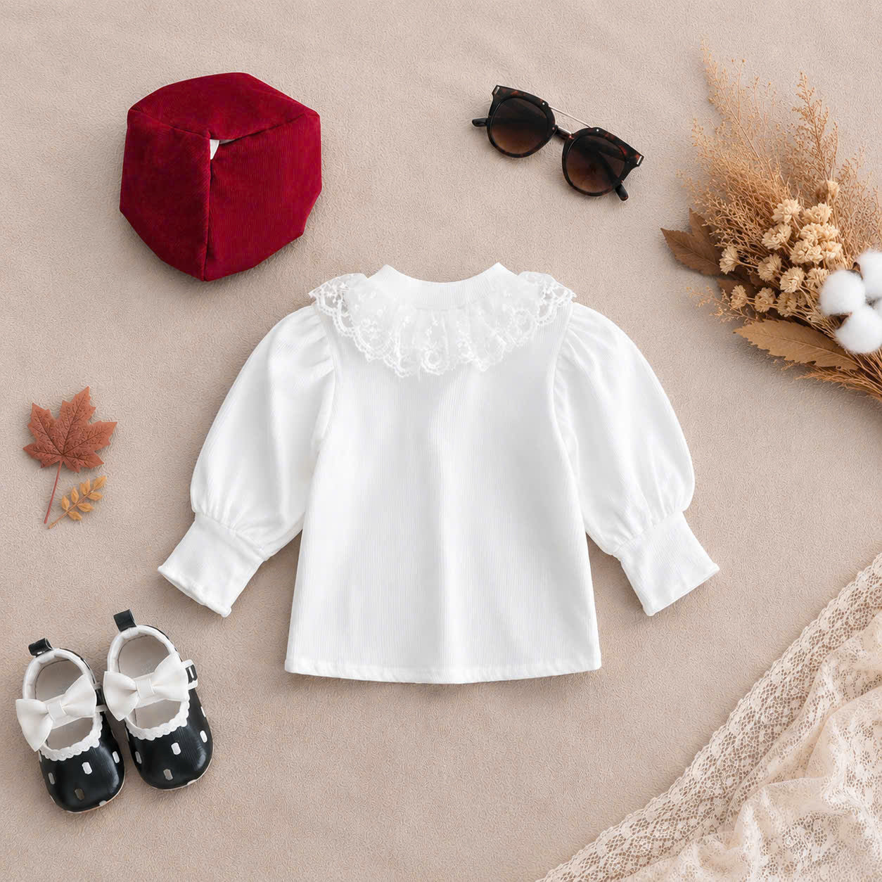 Cherry Delight Romper Set NB–12M | Baby Suspender Romper with Beret | Autumn & Winter Outfit