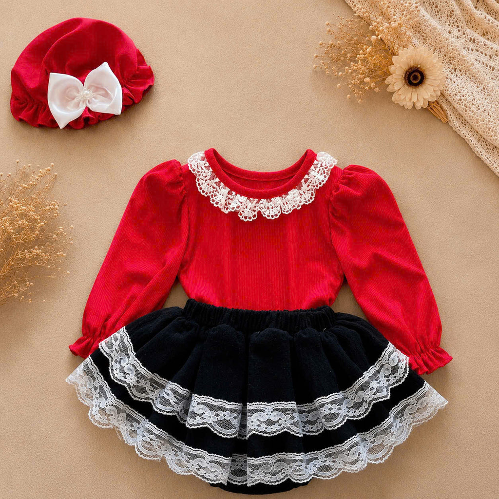 Lace Delight Ensemble NB-2Y | Lace Baby Top & Skirt Outfit | Autumn & Winter Style