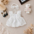 Fairy Lace Romper Dress NB–12M | White Lace Baby Outfit | Christening & Special Occasion Wear