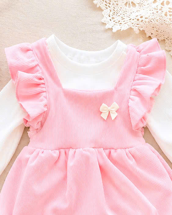 🎀 Rose Petal Romper Set NB-12M | Baby Romper, Top & Bonnet Outfit | Autumn & Winter Style