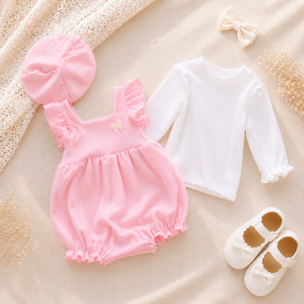 🎀 Rose Petal Romper Set NB-12M | Baby Romper, Top & Bonnet Outfit | Autumn & Winter Style