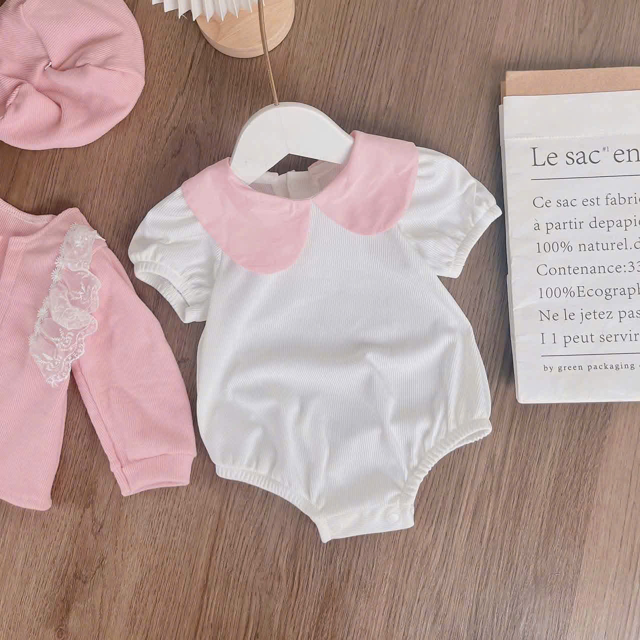 Pink Blossom Romper Set NB–12M | Baby Romper, Cardigan & Bonnet Set | Autumn & Winter Outfit