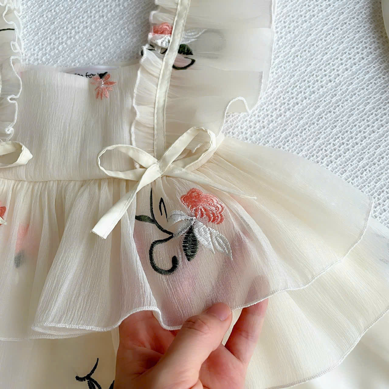Cream Petal Elegance NB-2Y| Floral Baby Dress with Bloomers & Headband | Spring & Special Occasion Outfit