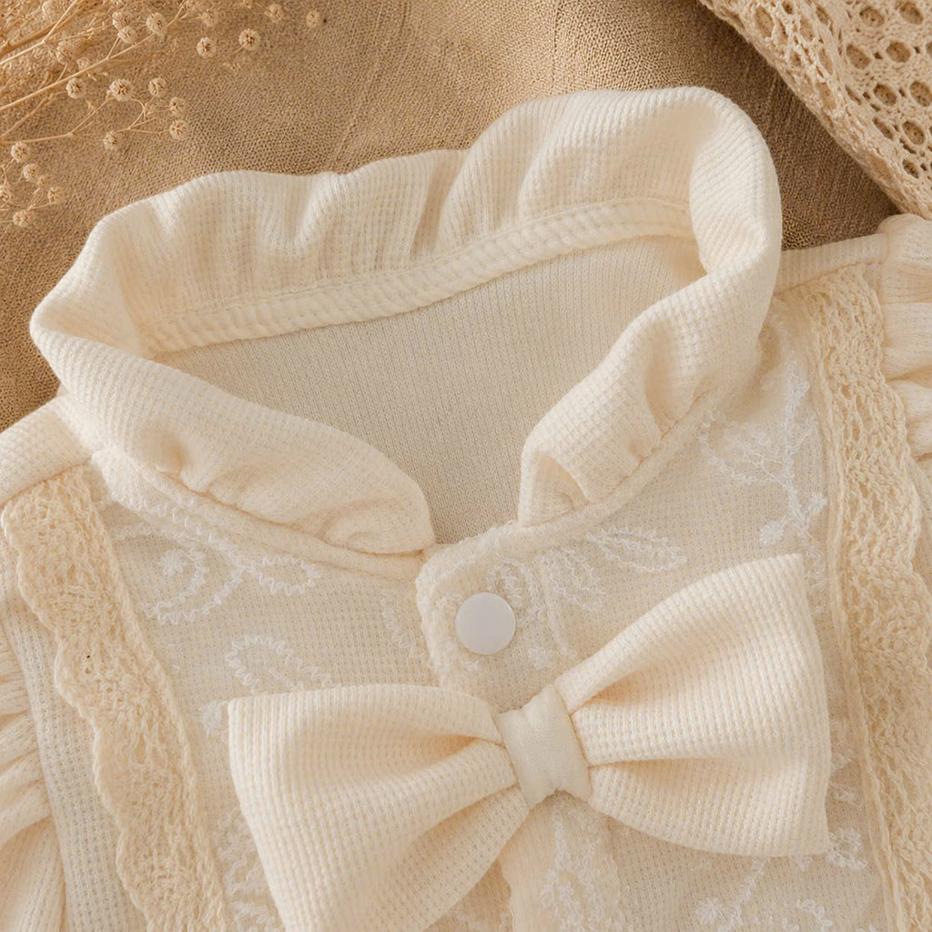 Honey Pearl Lace Bodysuit Set NB-12M | Long Sleeve Baby Bodysuit with Bonnet | Autumn & Winter Outfit