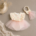 Rosy Bunny Tulle Romper Dress NB–2Y | Bunny Print Baby Dress with Headband | Party & Photoshoot Outfit