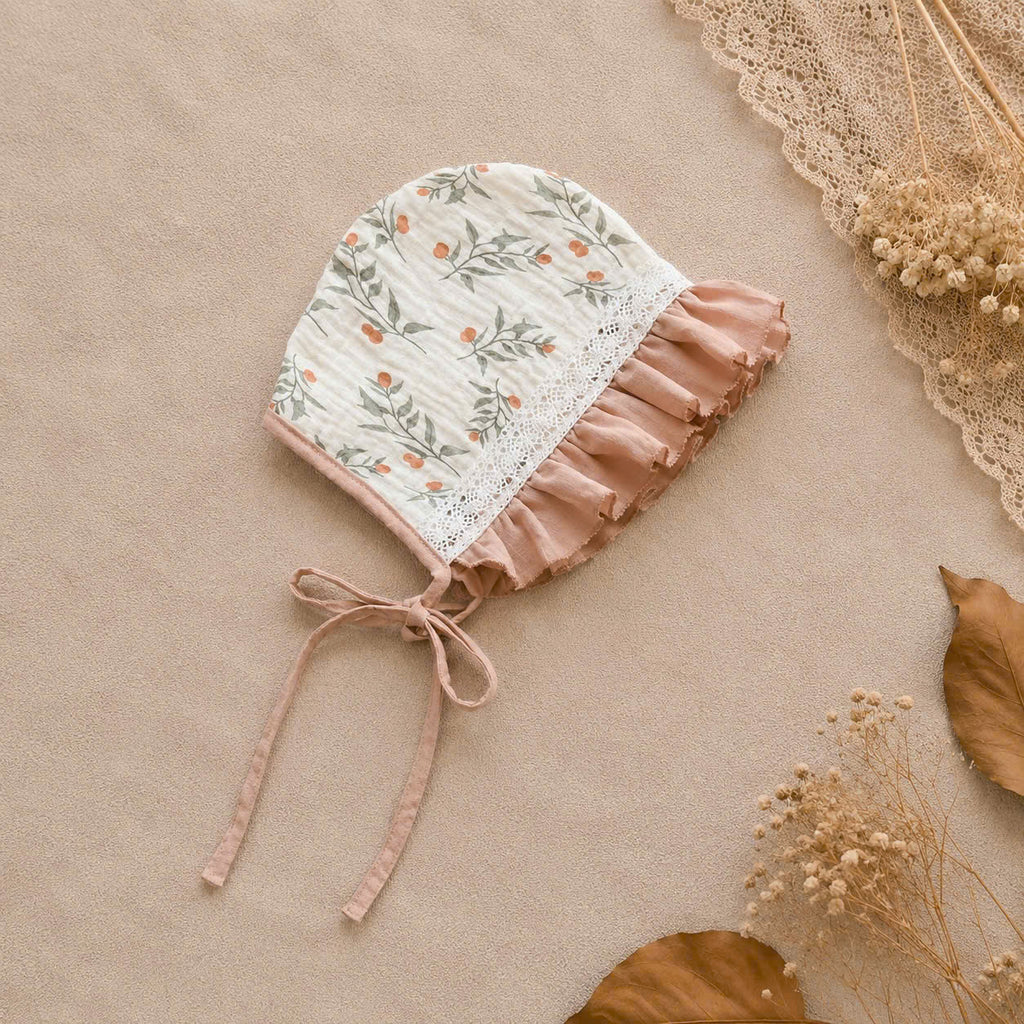 Hazel Bloom Romper NB–2Y | Floral Baby Romper with Bonnet | Vintage Baby Outfit